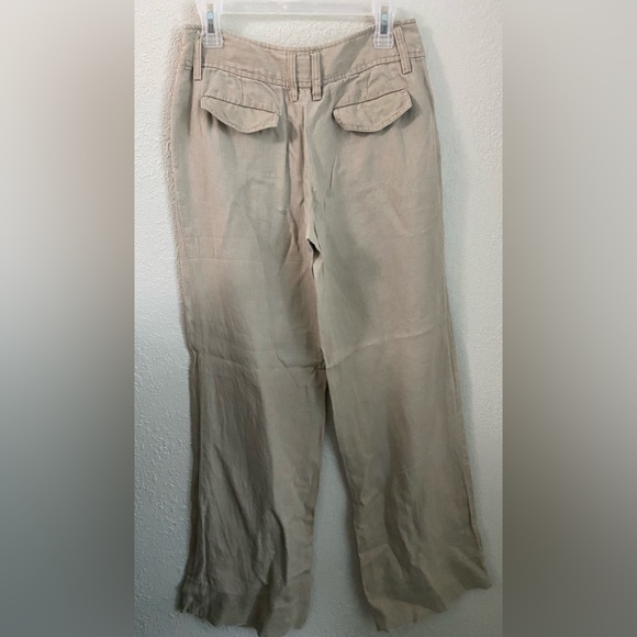 NWOT, Michael Kors Linen Khaki Slacks High Waisted Pockets Women’s Size 6 Pants - Picture 7 of 16